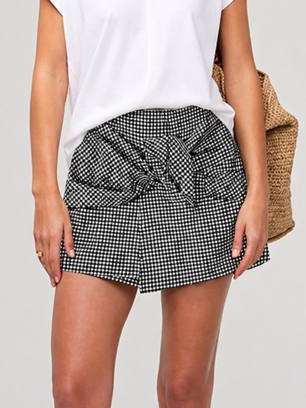 Dex Black & White Gingham Wrap Front Skort XS